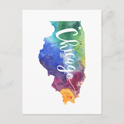 Watercolor Chicago Postkarte (Vorderseite)