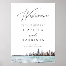 Watercolor Chicago Skyline Wedding Welcome