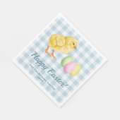 Watercolor Chick And Eggs On Blue Happy Easter Serviette (Ecke)