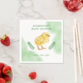 Watercolor Chick And Green Leaves Baby Shower Serviette (Beispiel)