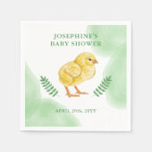 Watercolor Chick And Green Leaves Baby Shower Serviette (Vorderseite)