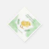Watercolor Chick And Green Leaves Baby Shower Serviette (Ecke)
