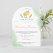 Watercolor Chick Waiting To Hatch Baby Shower Einladung (Stehend Vorderseite)