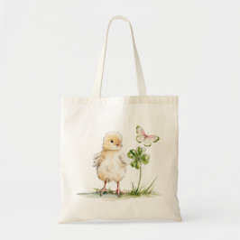 Watercolor Chick With Four-Leaf Clover Tragetasche