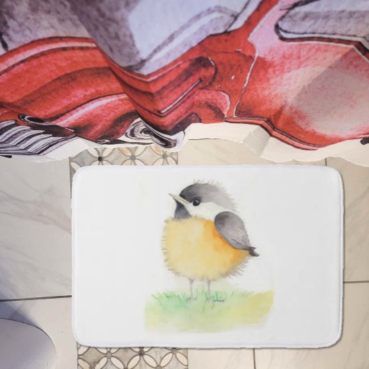 Watercolor Chickadee Badematte