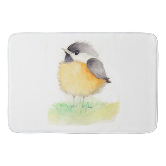 Watercolor Chickadee Badematte (Vorderseite)