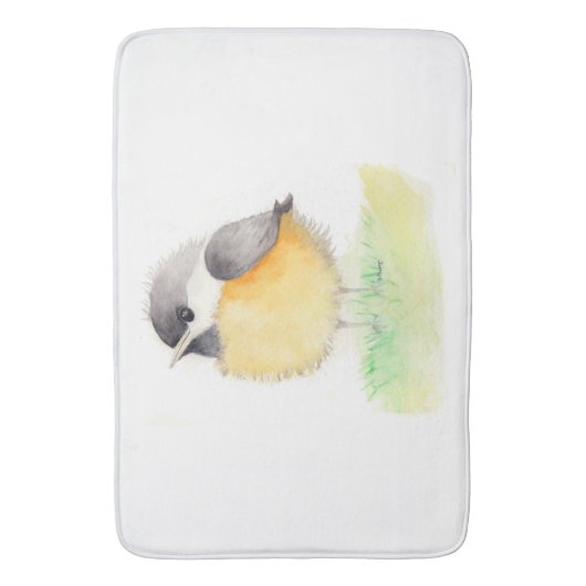 Watercolor Chickadee Badematte (Vorderseite Vertikal)