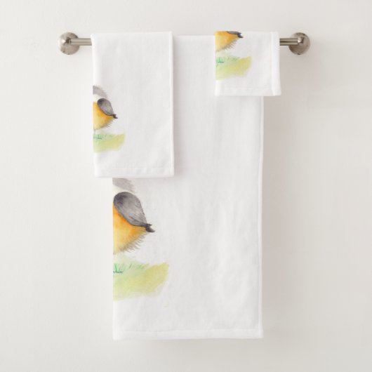 Watercolor Chickadee Badhandtuch Set (Insitu)