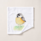 Watercolor Chickadee Badhandtuch Set (Waschlappen)