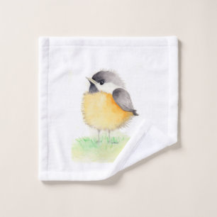 Watercolor Chickadee Badhandtuch Set