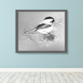 Watercolor Chickadee Bird Pine Cone Nature Art Leinwanddruck (Insitu (Holzboden))