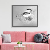 Watercolor Chickadee Bird Pine Cone Nature Art Leinwanddruck (Insitu (Wohnzimmer))