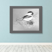 Watercolor Chickadee Bird Pine Cone Nature Art Leinwanddruck (Insitu (Holzboden))