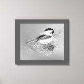 Watercolor Chickadee Bird Pine Cone Nature Art Leinwanddruck (Vorderseite)