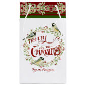 Watercolor Chickadee Birds Frohe Weihnachtsfeier Kleine Geschenktüte (Rückseite)