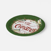 Watercolor Chickadee Birds Frohe Weihnachtsfeier Pappteller (Schrägansicht)