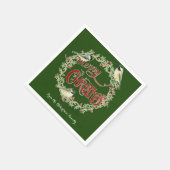 Watercolor Chickadee Birds Frohe Weihnachtsfeier Serviette (Ecke)