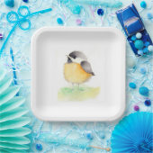 Watercolor Chickadee Pappteller (Party)