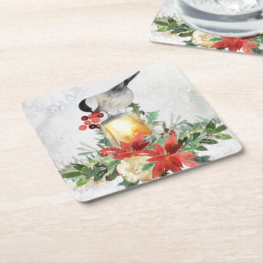 Watercolor Chickadee Rechteckiger Pappuntersetzer (angewinkelt)