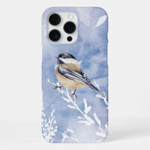 Watercolor Chickadee Winter Snow Forest Bird iPhone 16 Pro Max Hülle