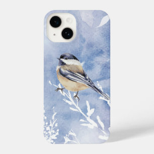 Watercolor Chickadee Winter Snow Forest Bird iPhone 14 Hülle
