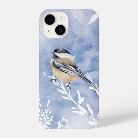 Watercolor Chickadee Winter Snow Forest Bird iPhone Hülle (Rückseite)