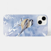 Watercolor Chickadee Winter Snow Forest Bird iPhone Hülle (Rückseite (Horizontal))