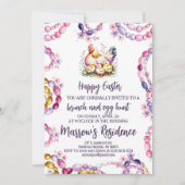 Watercolor Chicken & Chicks Hen Editable Easter  Einladung (Vorderseite)