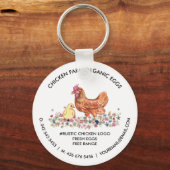 Watercolor Chicken Farm Logo | Organic Fresh Eggs  Schlüsselanhänger (Vorderseite)