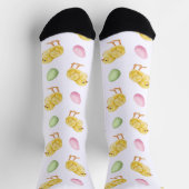 Watercolor Chicks And Pastel Easter Eggs Pattern Socken (Oben)