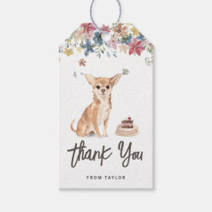 Watercolor Chihuahua Dog Birthday Party Danke Geschenkanhänger