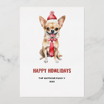 Watercolor Chihuahua Happy Howlidays