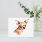 Watercolor Chihuahua Postkarte (Stehend Vorderseite)