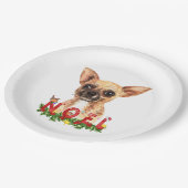 Watercolor Chihuahua Weihnachten Weihnachten Pappteller (Schrägansicht)