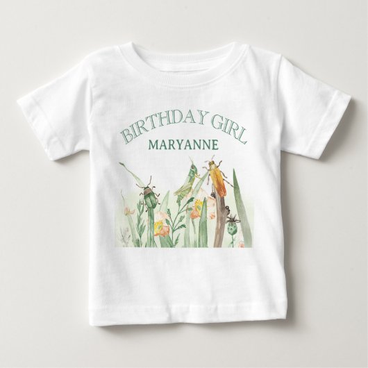 Watercolor Child's Bug Insect Birthday Baby T-shirt (Vorderseite)