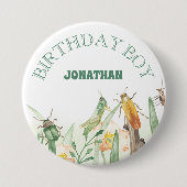 Watercolor Child's Bug Insect Birthday Boy Button (Vorderseite)