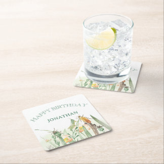 Watercolor Child's Bug Insect Birthday Rechteckiger Pappuntersetzer