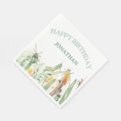 Watercolor Child's Bug Insect Birthday Serviette (Ecke)