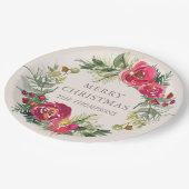 Watercolor Chill Winter Floral Personalisierter Na Pappteller (Schrägansicht)