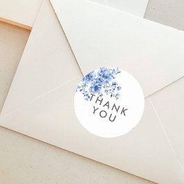 Watercolor Chinoiserie Floral Round Sticker