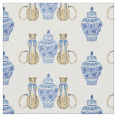 Watercolor Chinoiserie Ginger Jar Cheetah Stoff (Nahaufnahme)