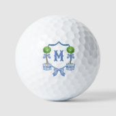 Watercolor Chinoiserie Topiary Monogram Crest Golfball (Vorderseite)
