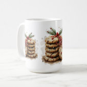 Watercolor Chip Cookies Rotes grünes Weihnachtsfes Kaffeetasse (Vorderseite Links)