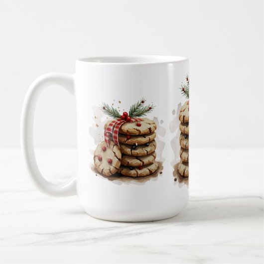 Watercolor Chip Cookies Rotes grünes Weihnachtsfes Kaffeetasse (Links)
