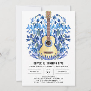 Watercolor Chord Guitar Boy Birthday Einladung