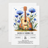 Watercolor Chord Guitar Boy Birthday Einladung (Vorne/Hinten)