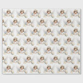 Watercolor Christmas Angel Girl Geschenkpapier (Flach)