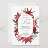 Watercolor Christmas Baby Shower Einladung (Vorderseite)