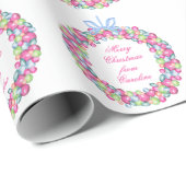 Watercolor Christmas Baubles Wreath Personalisiert Geschenkpapier (Rolleneckpunkt)
