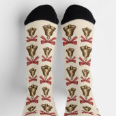 Watercolor Christmas Bells With Red Bows Pattern Socken (Oben)